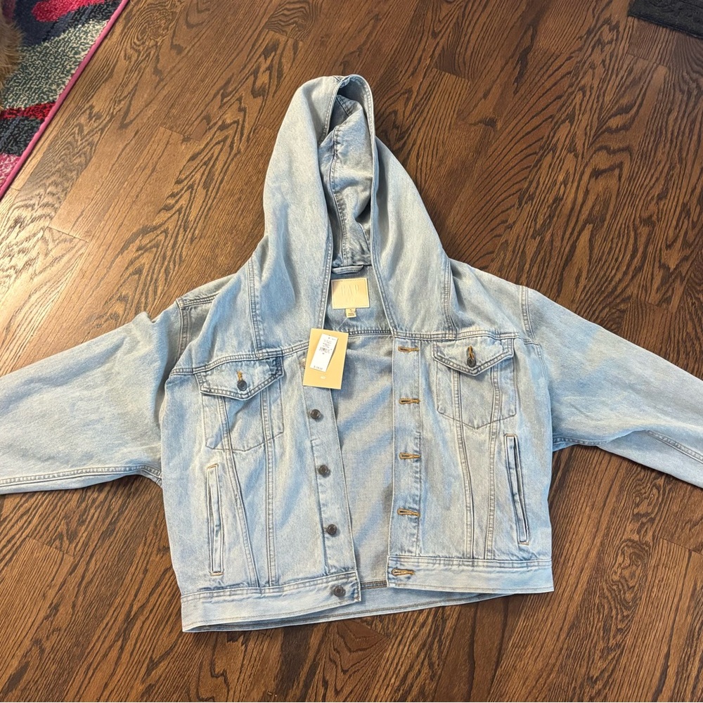GAP Beis Light Blue Denim Jacket with Hood